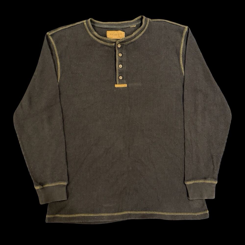 Vintage Clearwater Thermal Shirt Waffle Knit Henley Distressed Fade Y2K XL
